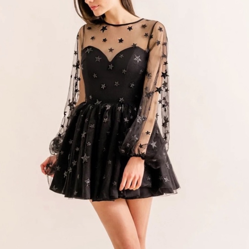 Lirika Matoshi Teuta Glitter Star Black Dress Medium